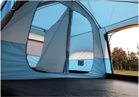 Tente de camping convertible 8 personnes, double couche, armature en acier renforcé, 100% polyester résistant aux intempéries, avec moustiquaire intégrée