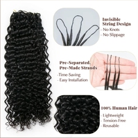 Extensions de cheveux en crochet à plumes 100% cheveux humains, invisibles, pré-bouclées, en crochet, bouclées crépues, extensions de cheveux en crochet à plumes