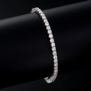 Cadena de Moissanita VVS con Incrustaciones de Color D, Chapada en Plata de Ley de 3mm, Estilo Hip Hop, Unisex, para Hombre y Mujer - Product Image 2