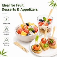 Miniatuur wegwerp bamboe vorkjes voor fruit - milieuvriendelijk & biologisch afbreekbaar feestbestek