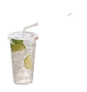 Gobelets en plastique PS jetables transparents de 32 oz avec couvercles, impression UV personnalisée, écologiques et biodégradables pour les marques de bubble tea - Product Image 1