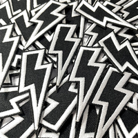 Patch brodé éclair noir style punk rock, motif flash et tonnerre, thermocollant pour vêtements, vestes, jeans, décoration DIY