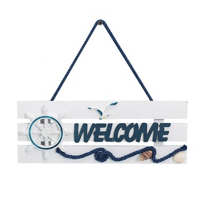 Panneau de bienvenue mural en bois de Style méditerranéen, décoration de plage nautique, artisanat suspendu pour porte de <span class=keywords><strong>jardin</strong></span> - Product Image 5