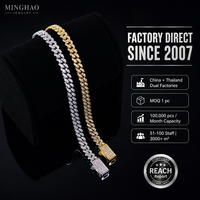 Meilleure Vente Bracelet Maille Cubaine 6mm Sertie de Zircons Cubiques, Bijoux Hip-hop de Qualité pour Hommes, Fabrication Personnalisée, Moissanite, Chaîne à Longueur Personnalisée
