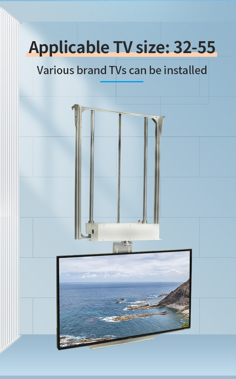 32-75inch 180 degree left and right rotation Height Adjustable Ceiling Drop down TV lift Motorized TV bracket TV mount