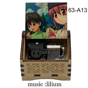 Boîte à musique en bois gravée à la main, thème d'anime japonais Elfen Lied, thème Lilium, cadeau vintage - Product Image 4