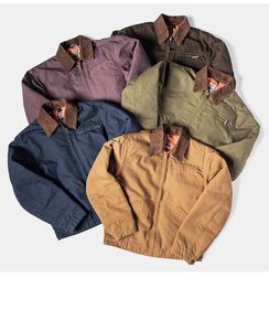 แจ็คเก็ตผู้ชายสไตล์วินเทจแบบดิสเทรส ผ้าดั๊กแคนวาส บุซับใน ทรงเดทรอยต์ สำหรับทำงานในฟาร์ม - Product Image 1