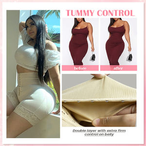 45% Spandex compresión encaje Ajustable levantador de glúteos Control de barriga cintura entrenador cintura alta Fajas Shapewear Body Shaper Shorts - Product Image 4