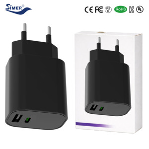 Chargeur rapide certifié 18W en gros d'usine, adaptateur mural universel <span class=keywords><strong>2</strong></span> ports (1C+1A) pour téléphone portable, prise UE/UK - Product Image 1