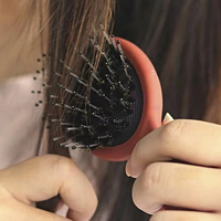 Mini brosse démêlante compacte avec étui en coton, emballage en vrac, brosse à cheveux en poils de sanglier vierges