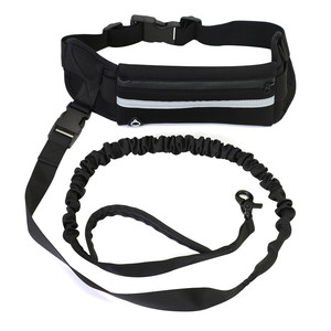 Conjunto de Correa y Riñonera para Perro, de Nailon Ajustable, para Correr y Caminar al Aire Libre, Color Negro - Product Image 1