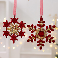Décoration de Noël transfrontalière la plus vendue : Nœud en velours rouge bordeaux, renne et flocon de neige pour sapin de Noël