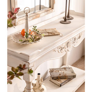 <span class=keywords><strong>Table</strong></span> <span class=keywords><strong>console</strong></span> blanche classique européenne vintage en bois sculpté meuble d'appoint pour le salon - Product Image 2