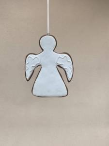 Ornement ange en pain d'épices avec glaçage blanc, décoration suspendue ange en pâte à modeler pour <span class=keywords><strong>Noël</strong></span> - Product Image 1