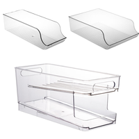 Boîte de rangement à double couche en plastique avec tiroir coulissant, design moderne et minimaliste, pour cuisine, avec parois transparentes
