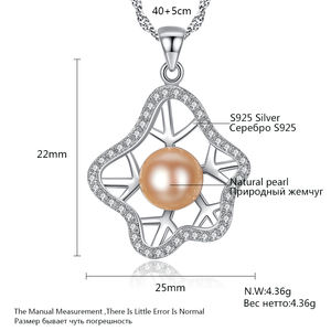 CZCITY Charm grande perla reale d'acqua dolce argento Sterling 925 rosa grande catena diamante pendente <span class=keywords><strong>collana</strong></span> dichiarazione - Product Image 2