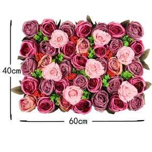Toile de fond de fleurs artificielles bon marché 60*40cm, vente en gros, fleurs artificielles blanches crème pour la décoration d'événements de mariage - Product Image 1