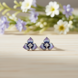 Boucles d'oreilles clous fleur en or blanc avec zircon rond serti griffe pour femme, cadeau romantique, bijoux en alliage, boucles d'oreilles tendance - Product Image 2