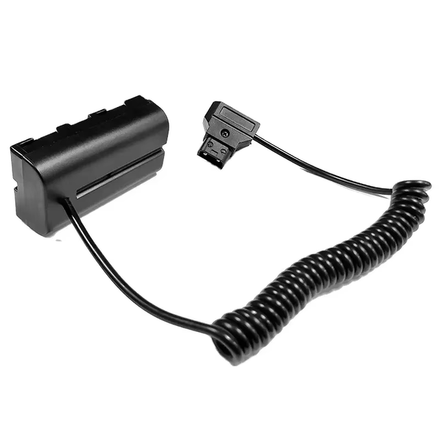 Coiled Cable Power D-Tap to NP-F550 F570 Dummy Battery Coupler for Monitors / Lights / Lamps