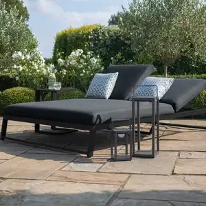 Waterdichte Patio Meubilair Achtertuin Grijs Tweepersoons Dag Bed Opvouwbare Luxe Chaise Lounge Set Buiten Ligstoel Zwembad Stoelen Bank