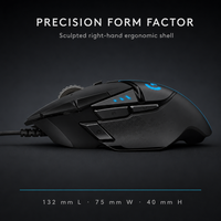 Ratón para Juegos Logitech G502 HERO Original, con Cable, 25600 DPI, Modo Dual, Rueda de Desplazamiento, Retroiluminación RGB, Ergonómico para Mano Derecha