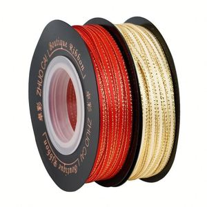 Marque-page en ruban de soie polyester double face fait main, bord doré, 3 mm, rouge uni, fin, avec nœud décoratif, pour cadeaux et loisirs créatifs - Product Image 5