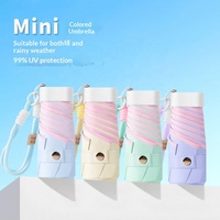 Mini Parapluie Manuel Portable Pliant en Cinq Sections, Vente en Gros, Toutes Saisons, Revêtement Noir Anti-UV, Imperméable, Protection Solaire, Personnalisable