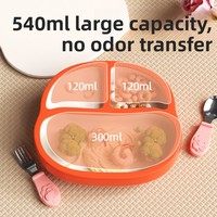 Plateau d'alimentation pour bébé avec ventouse, compartiments divisés, bol de sevrage en silicone, ensemble repas incassable pour bébés de 3 mois
