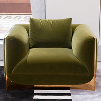 Canapé de luxe en tissu velours, fauteuil moderne incurvé pour salon de villa, fauteuil d'appoint design haut de gamme