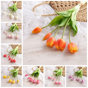 CallaFloral Fleurs artificielles en forme de tulipe en PVC souple, blanc, rose, rouge, jaune, orange, décoration de mariage et de maison, lot de 12 pièces - Product Image 3