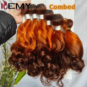 KEMY HAIR Extension Sintetica Riccioli Voluminosi, Onda Morbida, Trecce Sintetiche Crochet Ombré <span class=keywords><strong>Rame</strong></span> Zenzero per Donna - Product Image 3