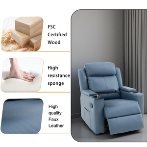 Home Theater Loveseat Top Fabric Power Silla reclinable Reposacabezas Taza Bandeja de carga USB Mesa para juegos de películas - Product Image 3