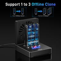 FIDECO kipas pendingin desain baru USB 4 Gbps 4 Bay Offline Clone Docking M2 NVMe PCIe SSD duplikator mendukung 1 hingga 3 Clone