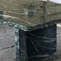 Table à manger en marbre noir veiné vert Alpi, base en bloc de pierre naturelle unique, ovale, moderne, pour appartement, mobilier de salle à manger