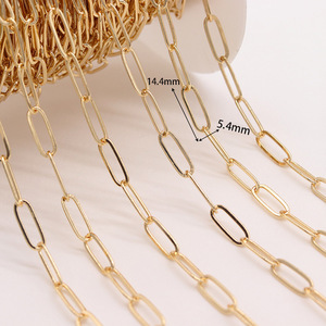 14k सोने की प्लेटेड अंडाकार पेपर क्लिप श्रृंखला आयताकार डिय गहने बनाने वाली सामान चेन रोल नेकलेस ब्रेसलेट सामग्री - Product Image 6