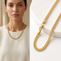 Collar de Cadena Cubana en Tono Dorado Personalizado con Colgante de Eslabones Trenzados, Cadena de Joyería Gratis para Regalo y Fiesta