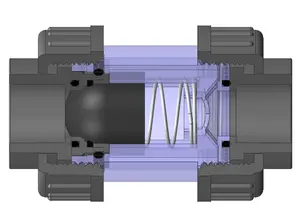 Válvula de retenção manual de dupla união com mola de PVC transparente válvula de retenção de dupla união