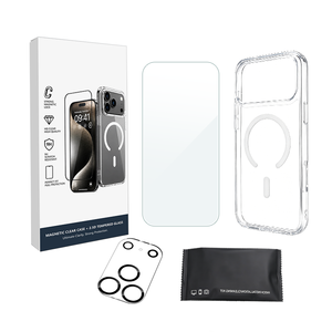 En stock – Vente en gros – Coque de téléphone 3-en-1 avec protection d'écran en verre trempé 9H et protection d'objectif d'appareil photo pour <span class=keywords><strong>iPhone</strong></span> 14 15 16 17 18 Pro Max - Product Image 1