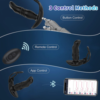 App-Fernbedienung Bluetooth Teleskop-Dildo Anal-Plug Prostata-Massage Verzögerung Doppelring Männlicher Gay Anal-Vibrator Butt Plug