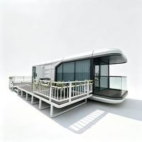 Maison capsule spatiale moderne, cabine modulaire préfabriquée, isolation phonique, chambre d'hôtel mobile pour complexe hôtelier panoramique et hébergement en maison d'hôtes