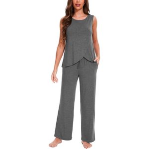 Conjunto de Pijama de Bambú y Viscosa Personalizado para Mujer, Suave, sin Mangas, con Pantalones con Cordón, Ropa de Dormir Ligera y Cómoda - Product Image 1