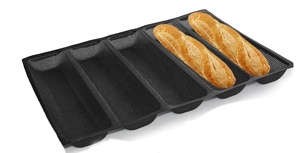 Moules à hot-dogs en silicone, moules à pain, plateaux de cuisson antiadhésifs pour le grillage des pains, 5 pains, moule à pain en silicone perforé antiadhésif - Product Image 2