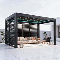 Pergola bioclimatique en aluminium pour terrasse, toit à lames motorisées, télécommande, gazebo imperméable pour villa et piscine