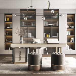 Bibliothèque Moderne Personnalisable en Bois HAIYUE avec Armoire de Rangement et Éclairage LED pour Bibliothèque et Chambre à Coucher - Product Image 1