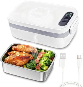 Boîte à lunch électrique chauffante sans fil, sans prise, sans eau, portable, fonction de minuterie, doublure amovible, bouton-poussoir - Product Image 1