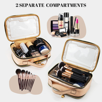 Étui à pinceaux de maquillage transparent imperméable à l'eau avec logo personnalisé, sac cosmétique en PVC durable et tendance