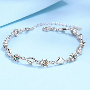 Sıcak satış Trendy gümüş beyaz kalp zarif Charm parti hediyeler sıcak off-the-basın mozanit bilezik bilezik - Product Image 1