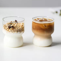 Tasse à café en verre en gros, verre borosilicate de haute qualité, 280 ml, résistant à la chaleur, tasse en verre à fleurs, mugs à crème glacée
