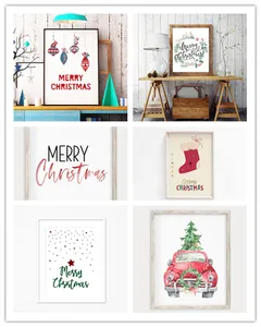 Impresiones de Feliz Navidad, lienzo de arte de pared, regalo para Nochebuena, decoración del hogar, artículos de decoración de Navidad