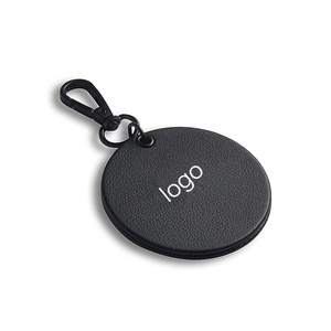 <b>Mini</b> Round <b>Black</b> Silkscreen Printing PU Leather Keychain Pendant Makeup Custom Mirror with Logo - Product Image 5